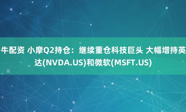 公牛配资 小摩Q2持仓：继续重仓科技巨头 大幅增持英伟达(NVDA.US)和微软(MSFT.US)
